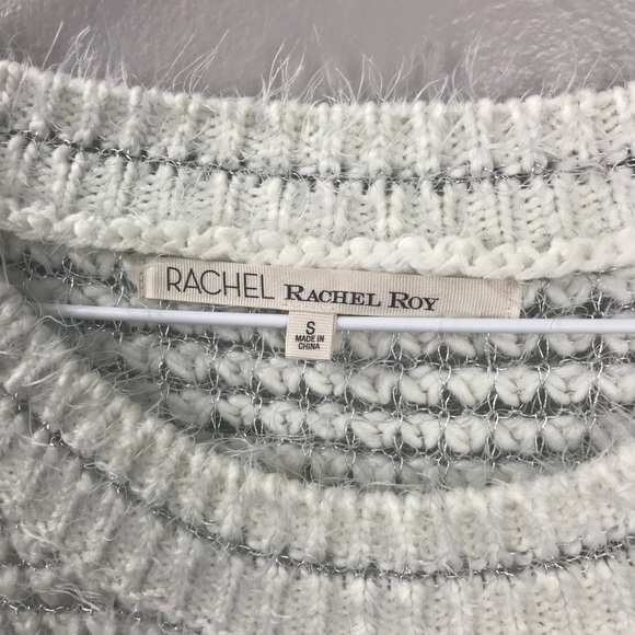 Rachel Roy White and Silver Waffle Knit Sweater - Picture 7 of 8